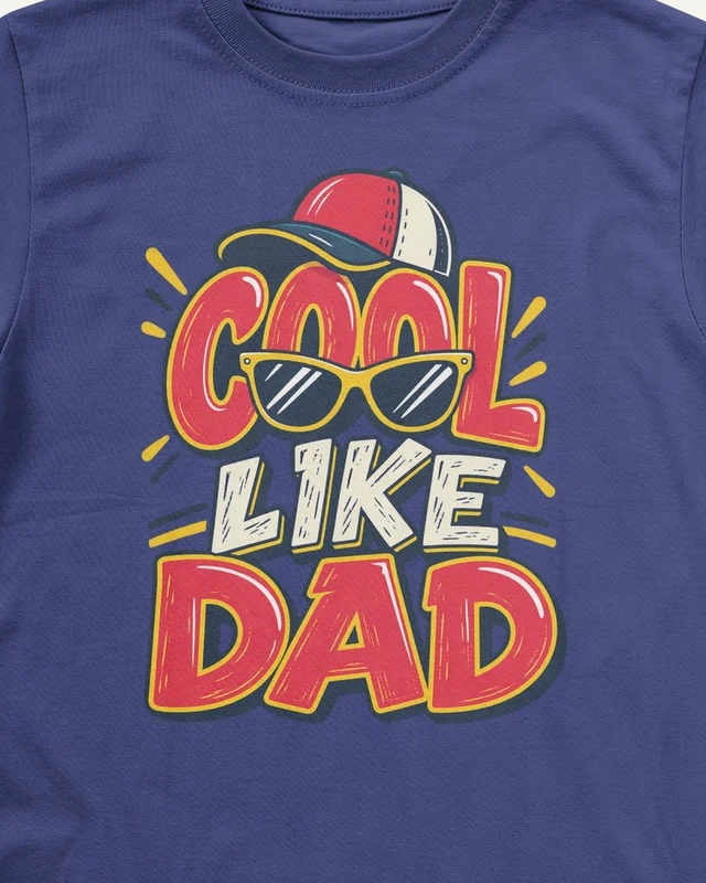 Cool Like Dad Kids’ T-Shirt in Royal Blue — design detail