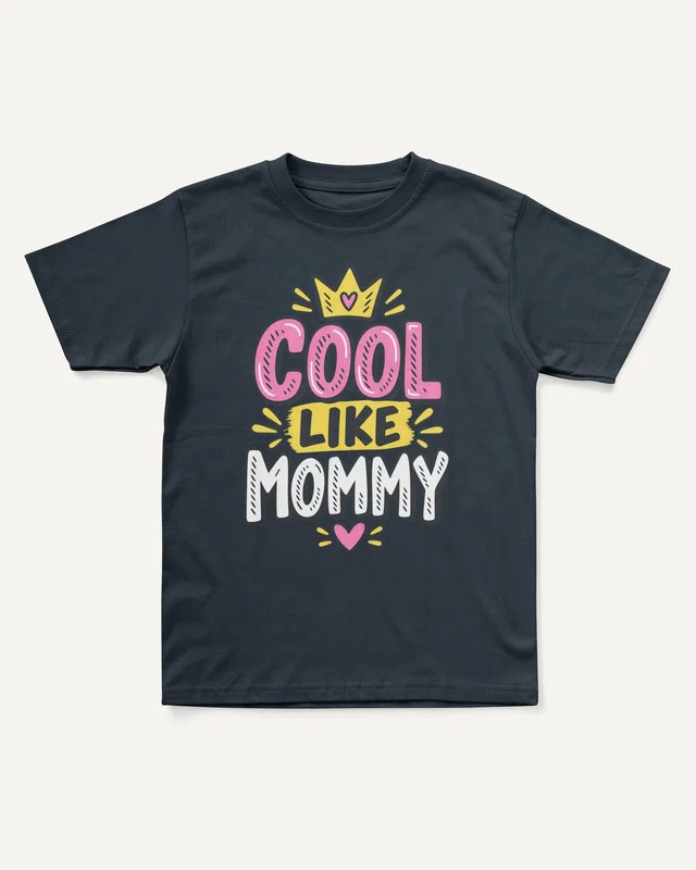 Cool Like Mommy Kids’ T-Shirt in Navy Blue — front
