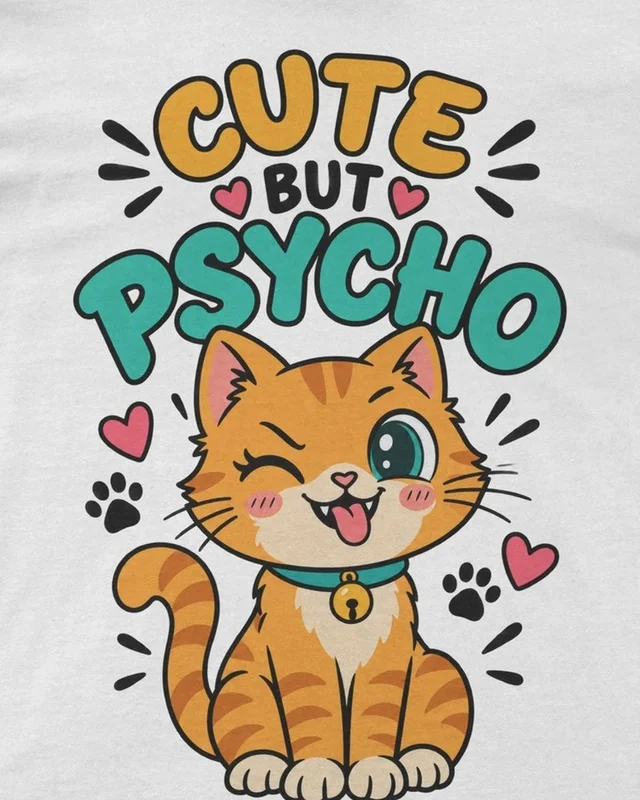 Cute but Psycho Regular T-Shirt in White — design detail