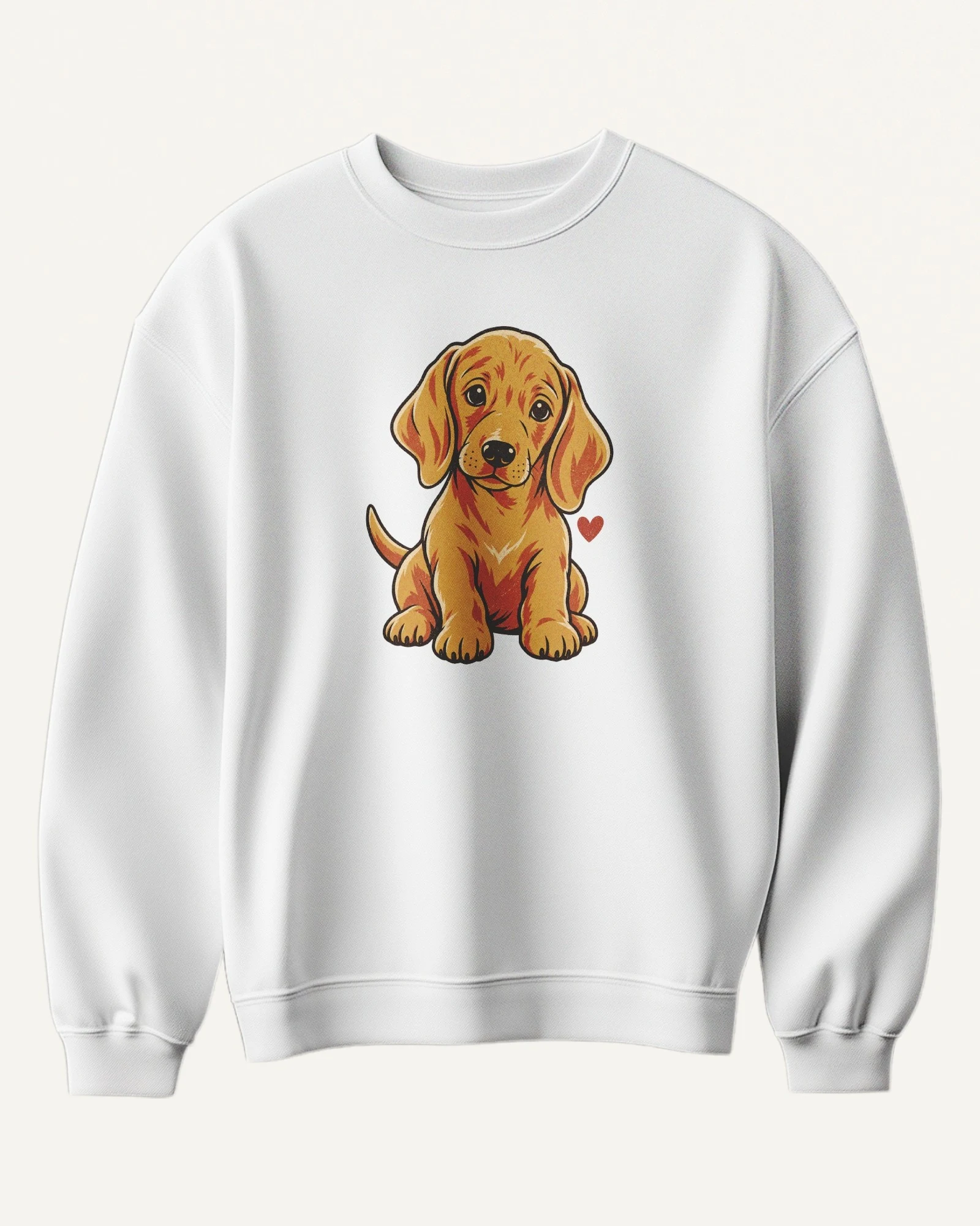 Golden Puppy Sweatshirt in White — front Golden Puppy Sweatshirt in White — front