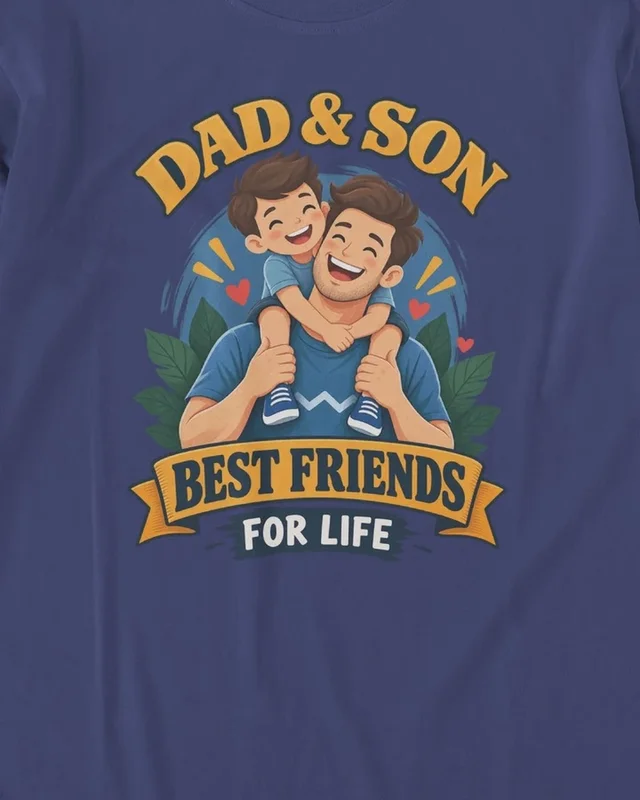 Dad and Son Best Friends for Life Long-Sleeve T-Shirt in Royal Blue — design detail