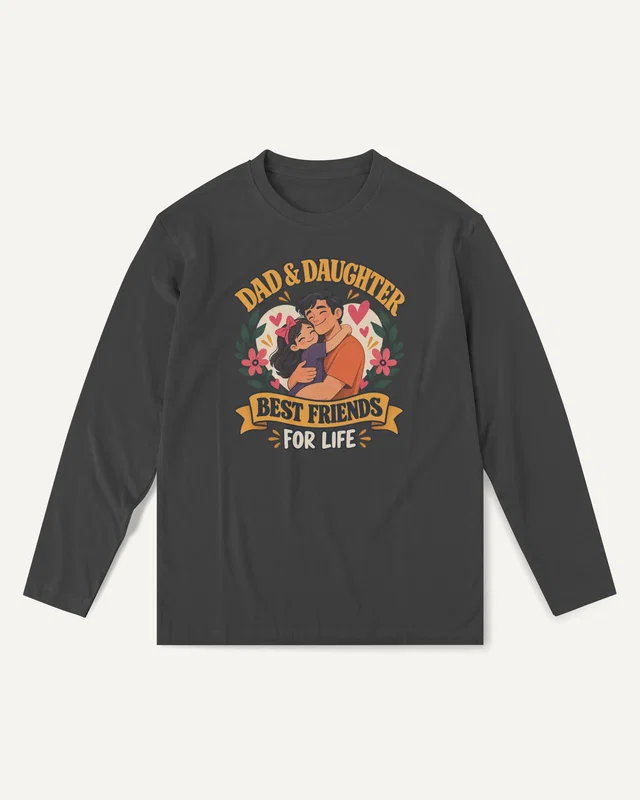 Dad and Daughter Best Friends for Life Long-Sleeve T-Shirt in Black — front