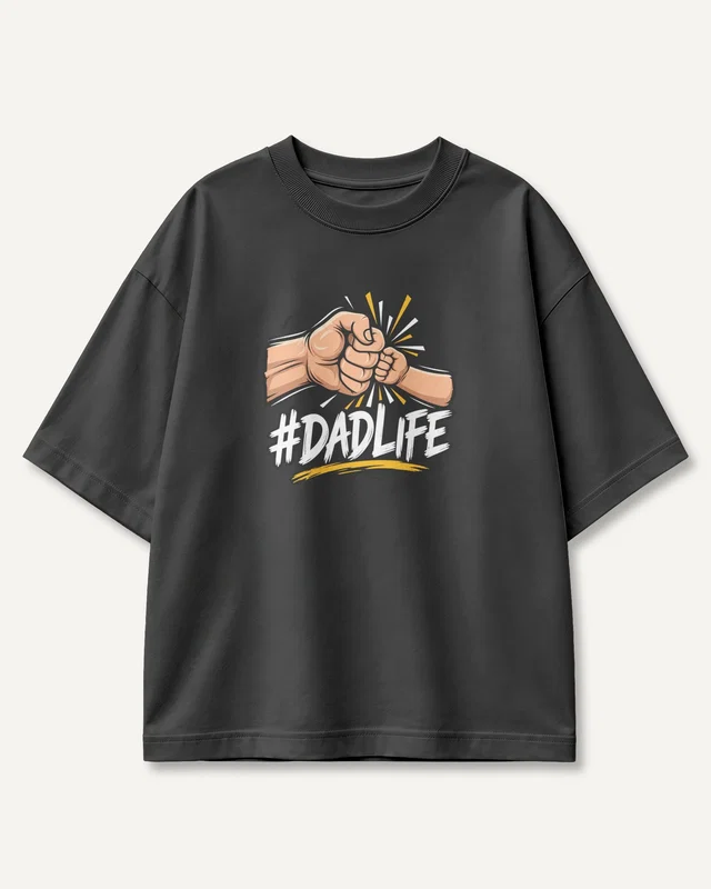 Dad Life Oversized T-Shirt in Black — front