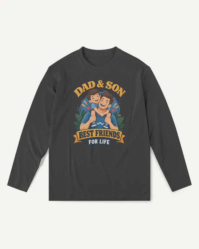 Dad and Son Best Friends for Life Long-Sleeve T-Shirt in Black — front