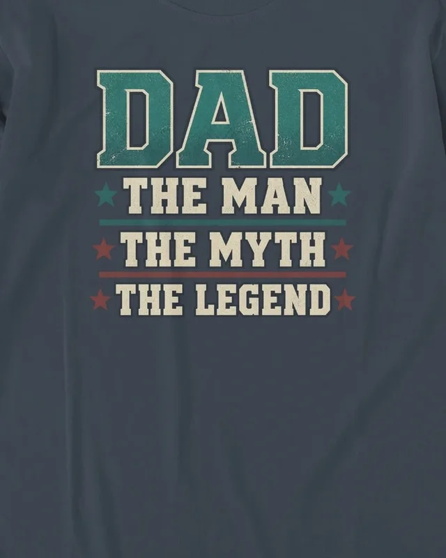 Dad the Man the Myth the Legend Long-Sleeve T-Shirt in Navy Blue — design detail