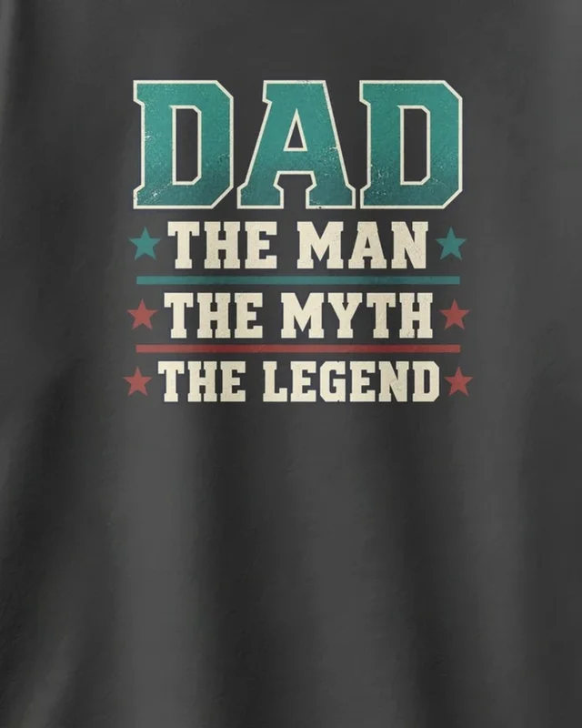 Dad the Man the Myth the Legend Oversized T-Shirt in Black — design detail