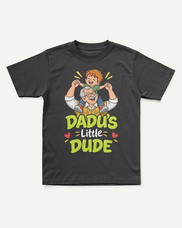 Dadu's Little Dude Kids’ T-Shirt in Black — front