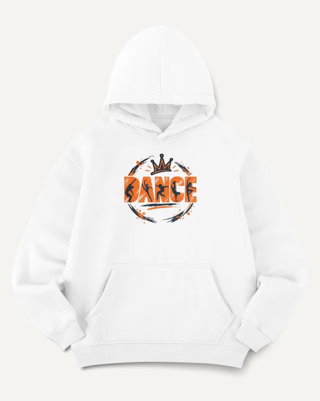 Dance Crown Graphic Hoodie in White — front