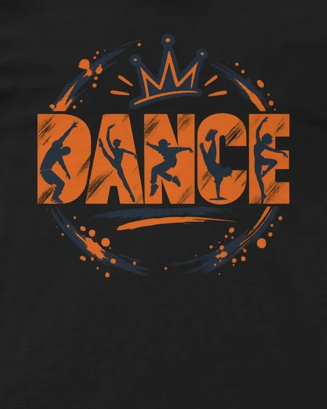 Dance Crown Regular T-Shirt in Black — design detail