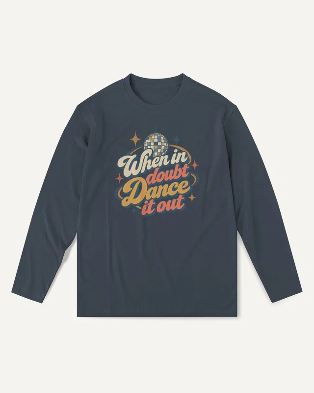 When in Doubt Dance It Out Long-Sleeve T-Shirt in Navy Blue — front