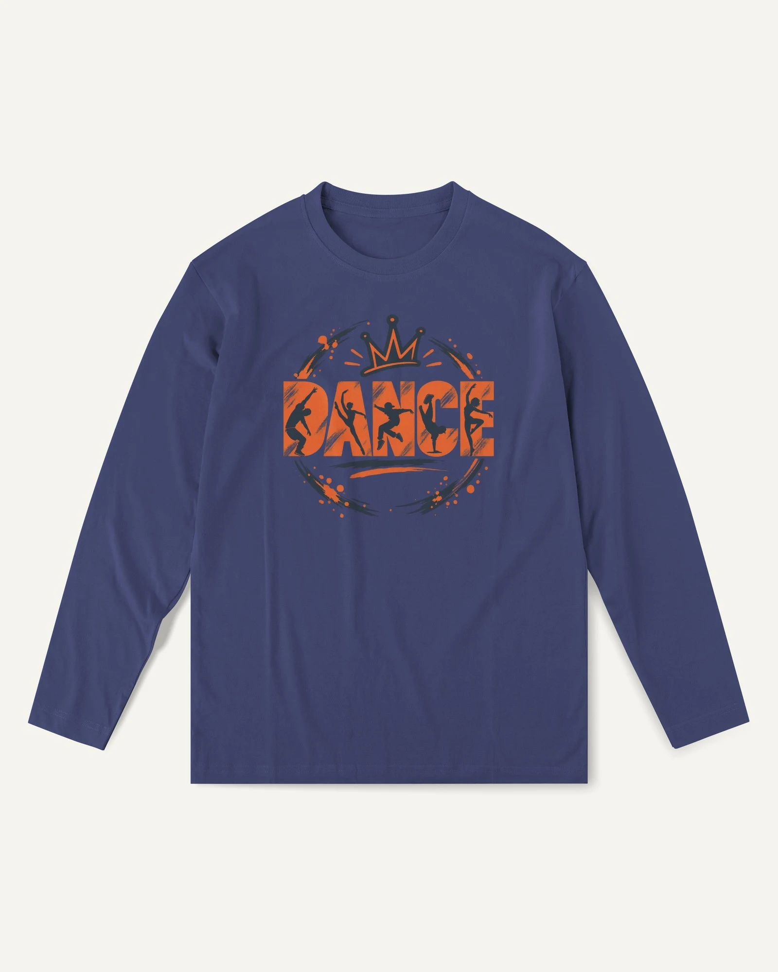 Dance Crown Long-Sleeve T-Shirt in Royal Blue — front Dance Crown Long-Sleeve T-Shirt in Royal Blue — front
