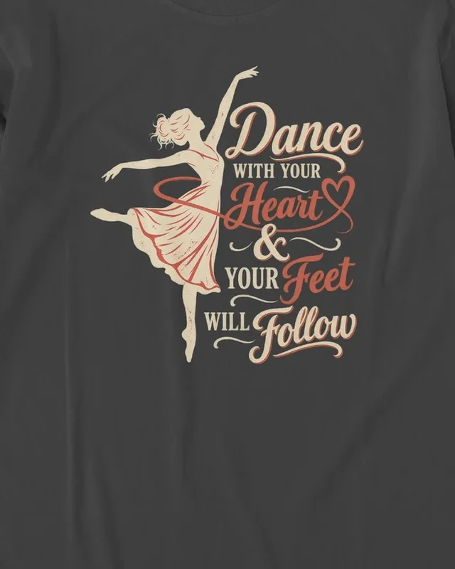 Dance with Your Heart Long-Sleeve T-Shirt in Black — design detail