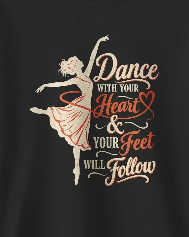Dance with Your Heart Sweatshirt in Black — design detail