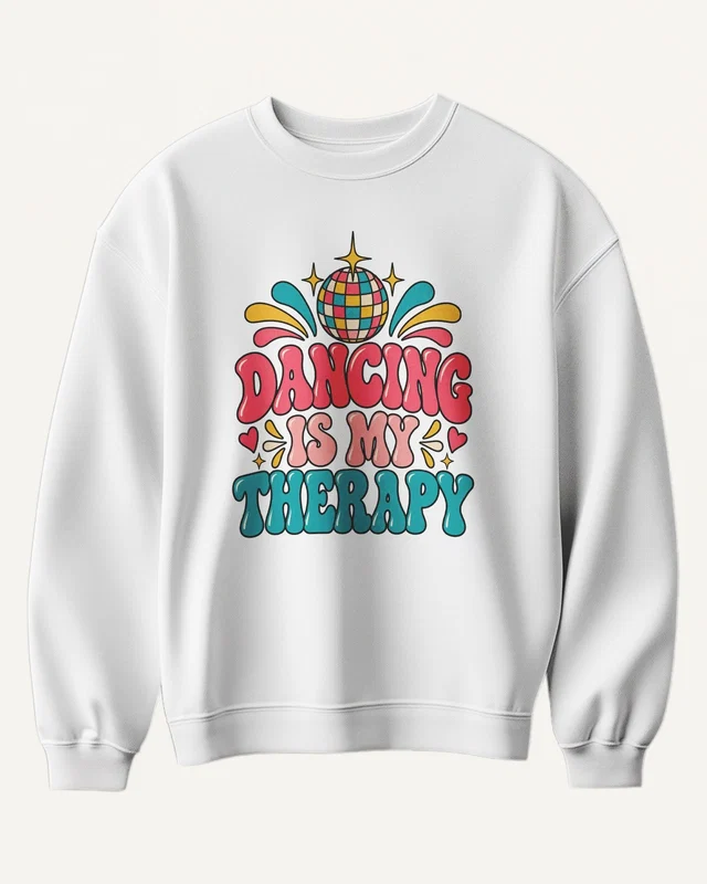Dancing Is My Therapy Sweatshirt in White — front