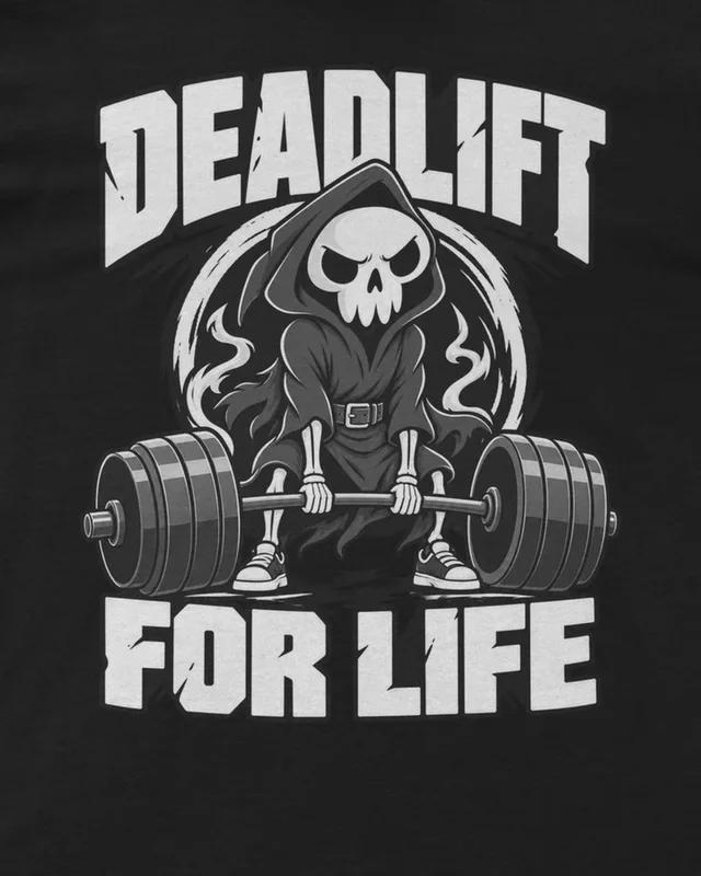 Deadlift for Life Regular T-Shirt in Black — design detail
