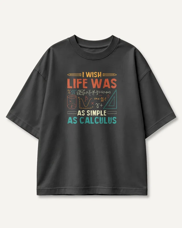 Life as Simple as Calculus Oversized T-Shirt in Black — front