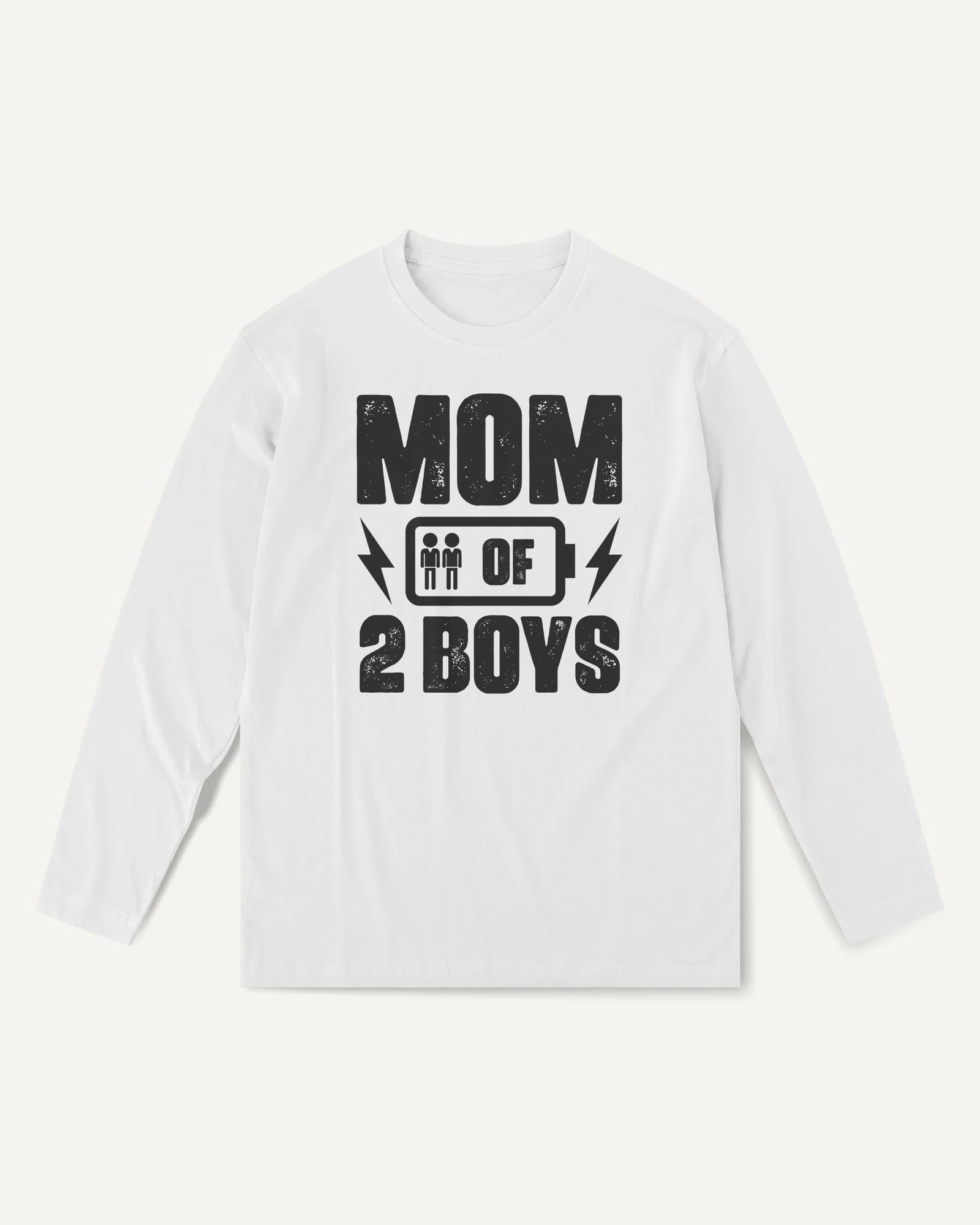 Mom of Two Boys Long-Sleeve T-Shirt in White — front Mom of Two Boys Long-Sleeve T-Shirt in White — front