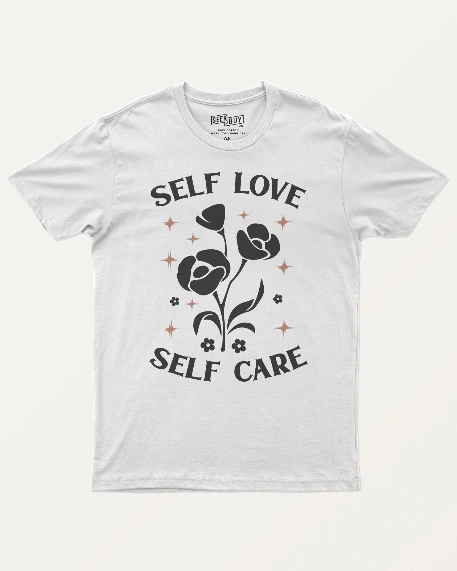 Self Love Self Care Regular T-Shirt in White — front Self Love Self Care Regular T-Shirt in White — front