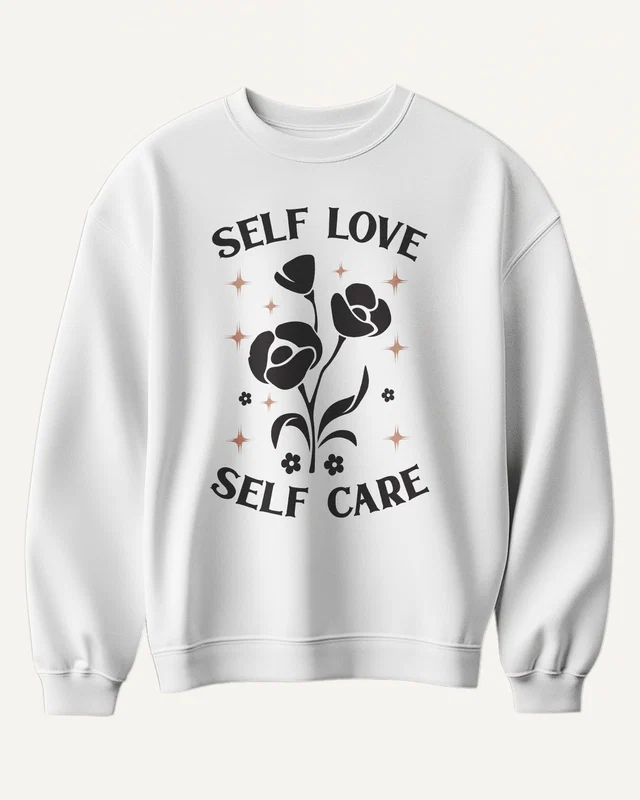 Self Love Self Care Sweatshirt in White — front