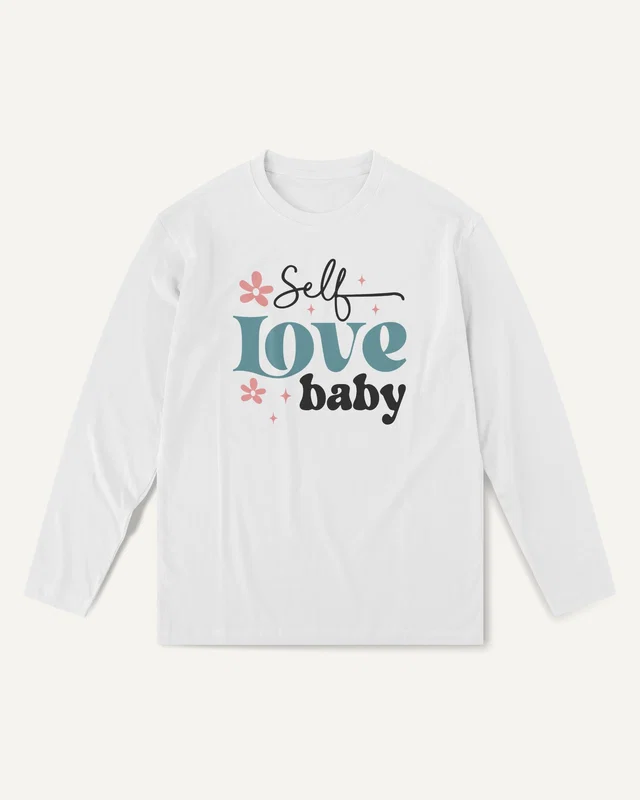 Self Love Baby Long-Sleeve T-Shirt in White — front