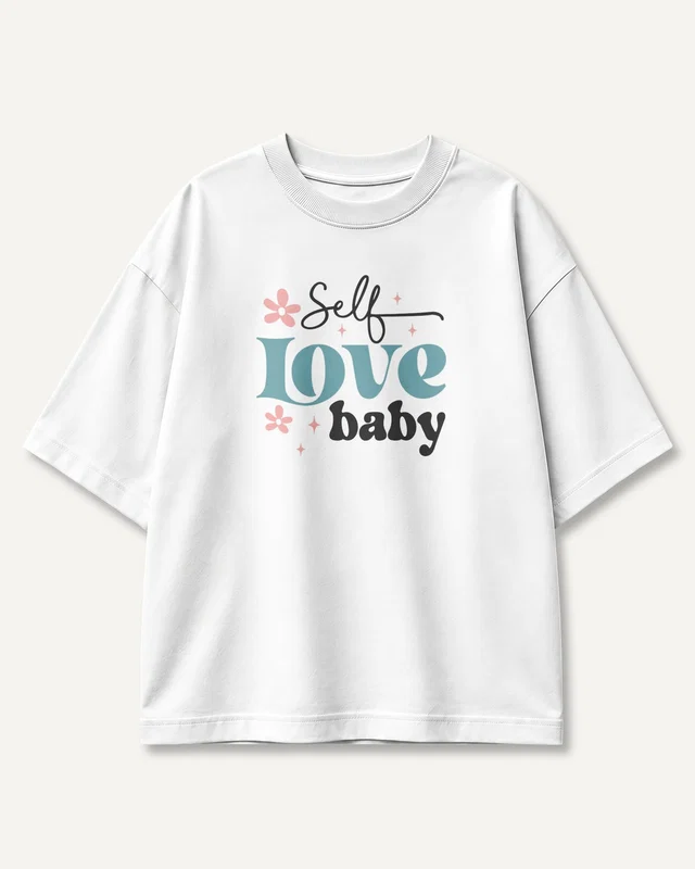 Self Love Baby Oversized T-Shirt in White — front