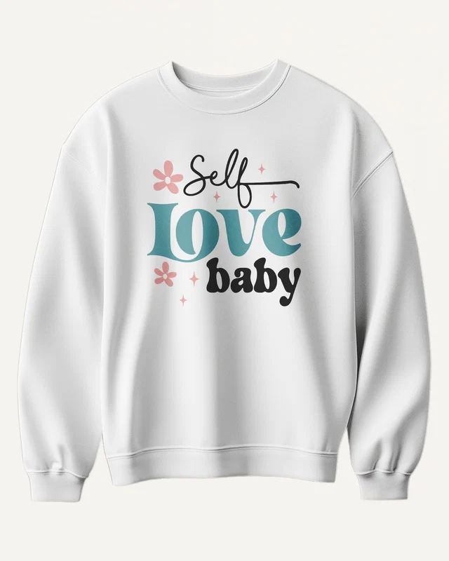 Self Love Baby Sweatshirt in White — front