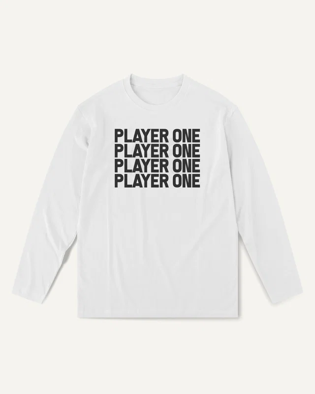 Player One Long-Sleeve T-Shirt in White — front