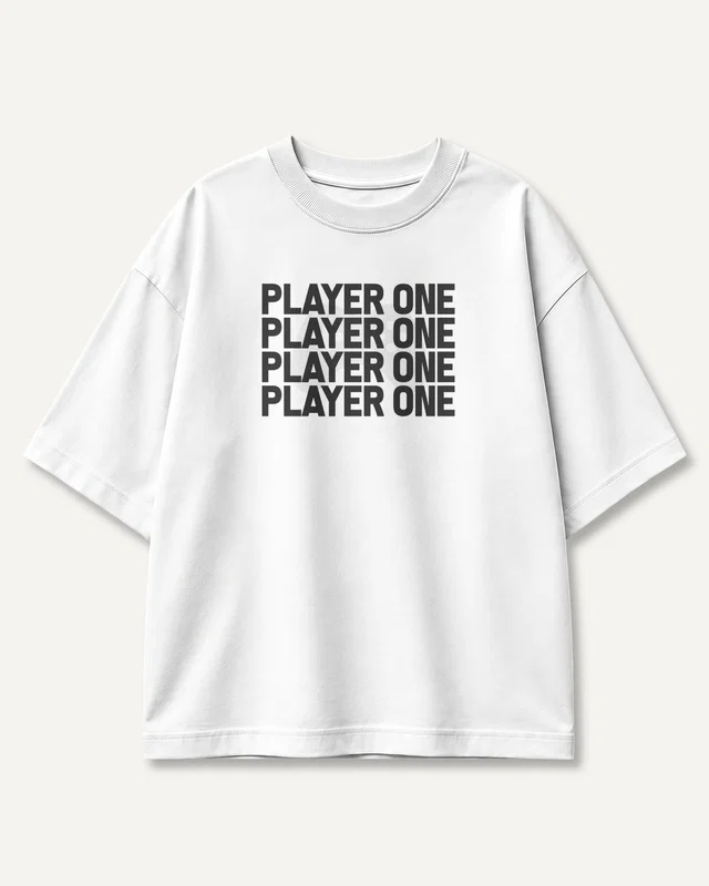 Player One Oversized T-Shirt in White — front
