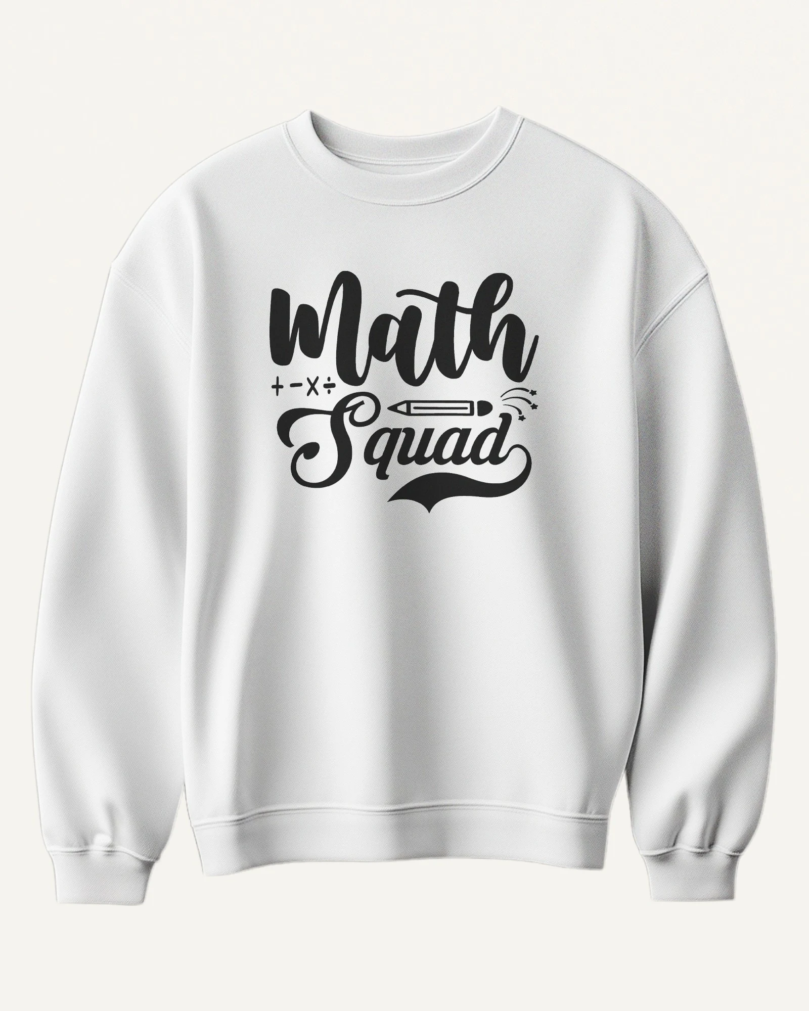 Math Squad Sweatshirt in White — front Math Squad Sweatshirt in White — front