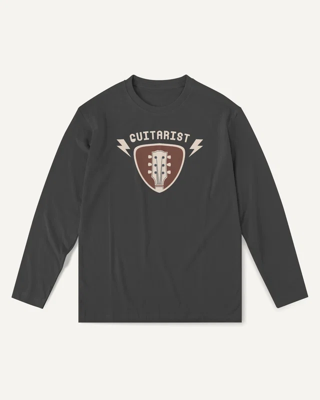 Guitarist Long-Sleeve T-Shirt in Black — front