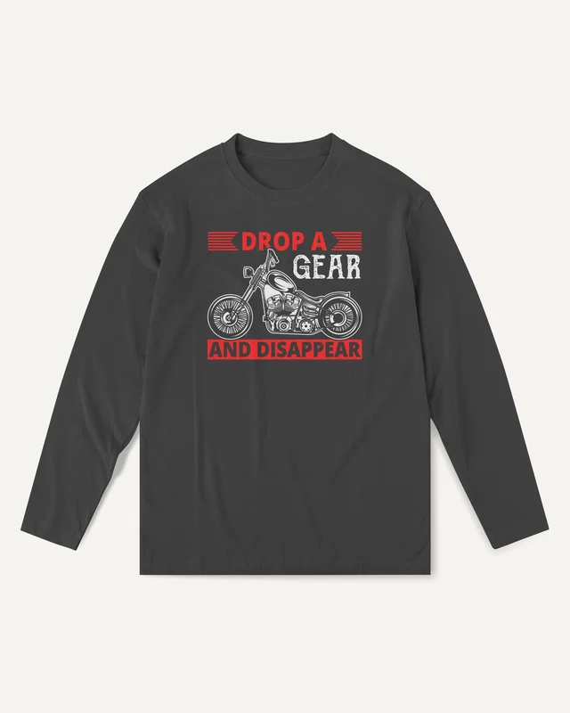 Drop a Gear and Disappear Long-Sleeve T-Shirt in Black — front