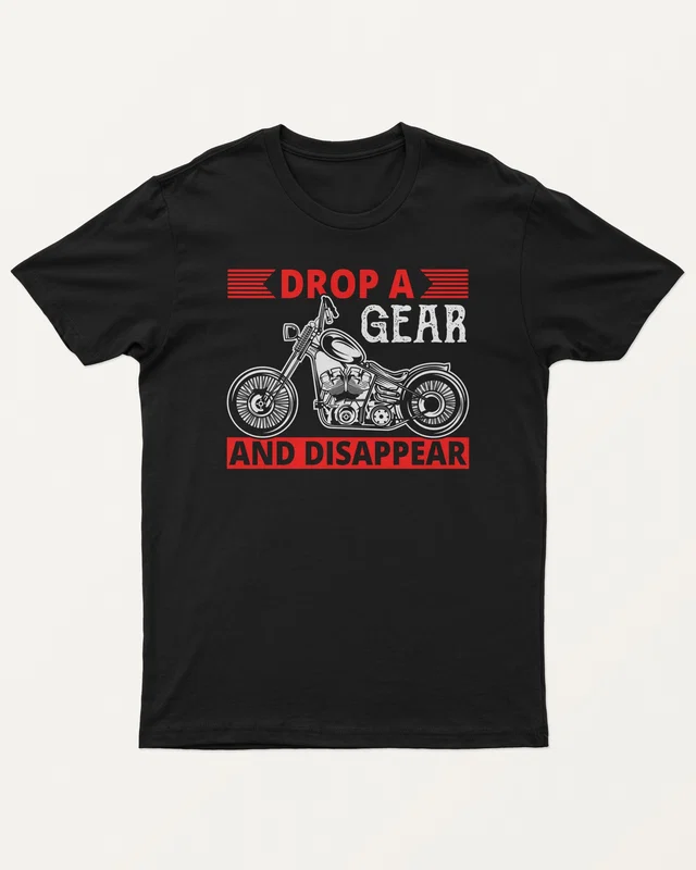 Drop a Gear and Disappear Regular T-Shirt in Black — front