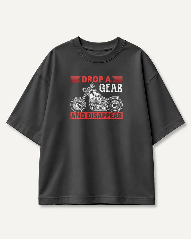 Drop a Gear and Disappear Oversized T-Shirt in Black — front
