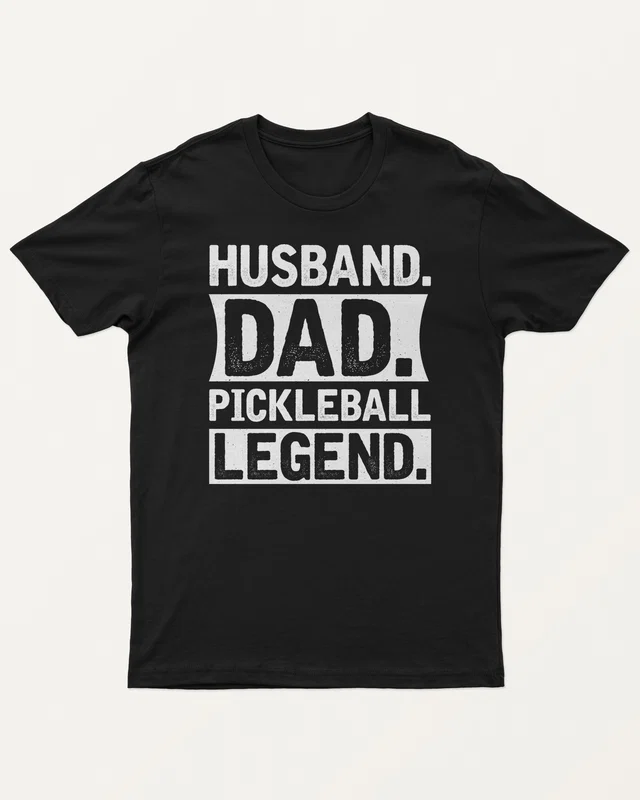 Husband Dad Pickleball Legend Regular T-Shirt in Black — front