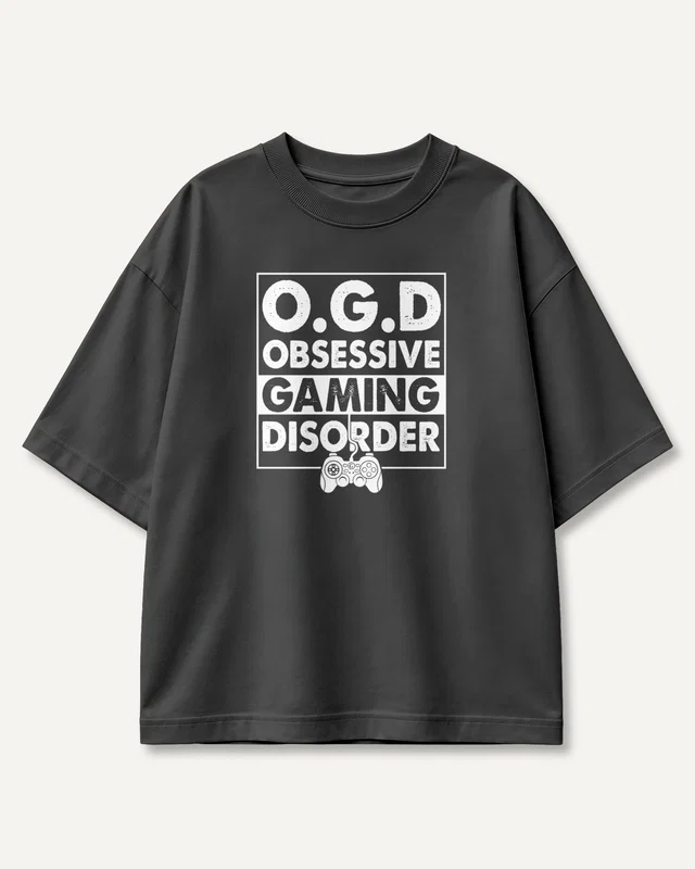 Obsessive Gaming Disorder Oversized T-Shirt in Black — front