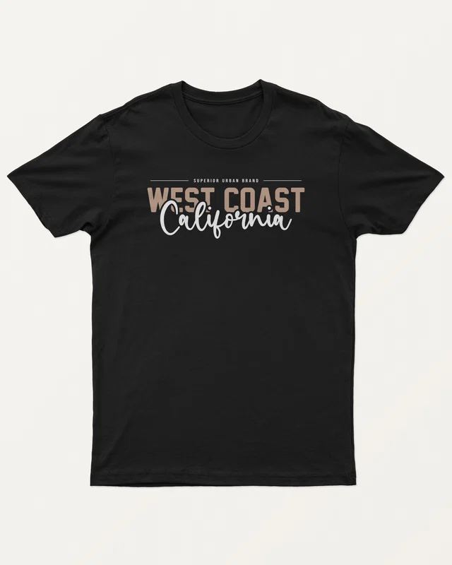 West Coast California Regular T-Shirt in Black — front