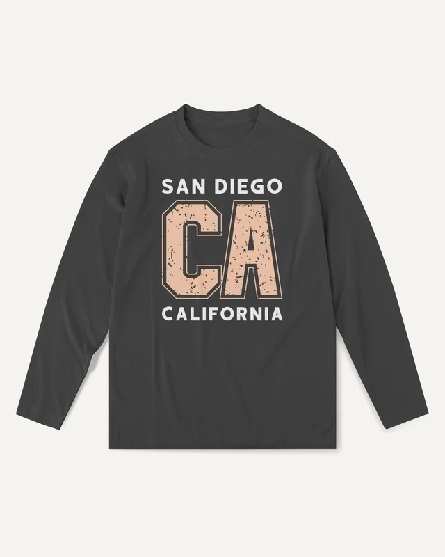 San Diego CA California Long-Sleeve T-Shirt in Black — front