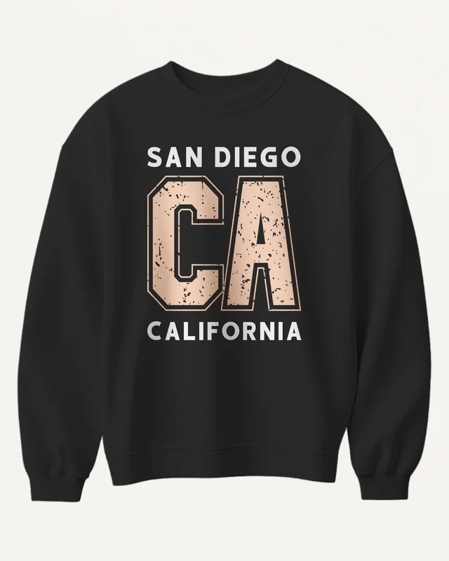 San Diego CA California Sweatshirt in Black — front
