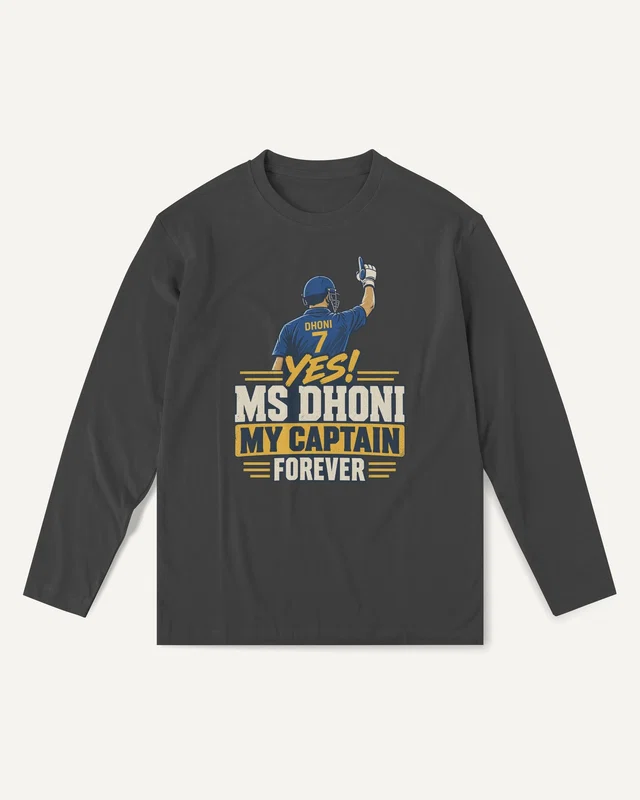 MS Dhoni My Captain Forever Long-Sleeve T-Shirt in Black — front