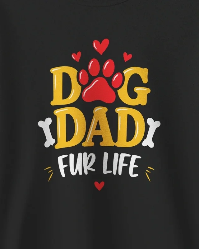 Dog Dad Fur Life Sweatshirt in Black — design detail