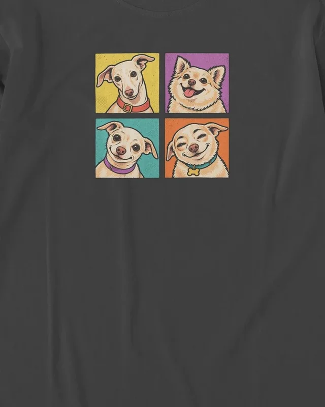 Dog Expressions Long-Sleeve T-Shirt in Black — design detail