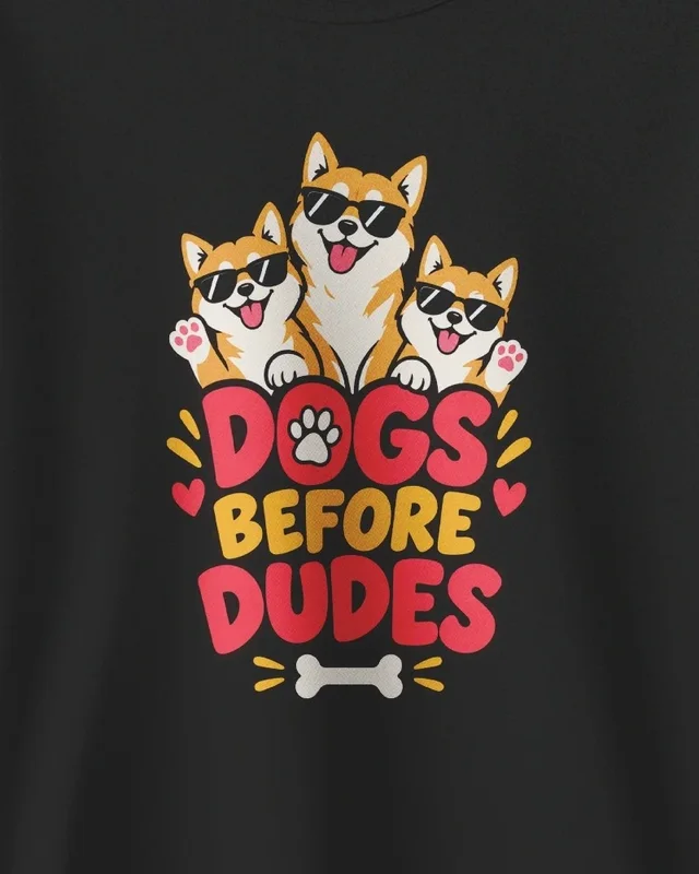 Dogs Before Dudes Sweatshirt in Black — design detail