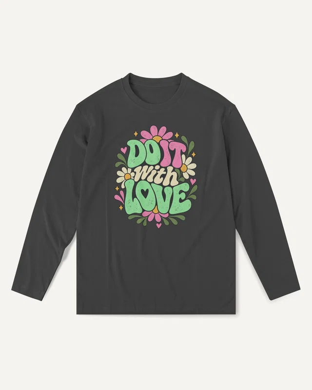Do It with Love Long-Sleeve T-Shirt in Black — front