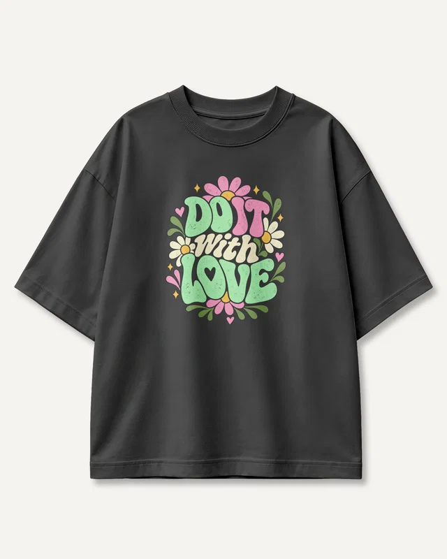 Do It with Love Oversized T-Shirt in Black — front