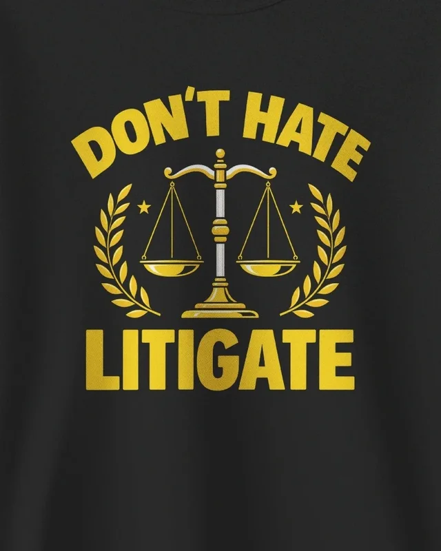 Don't Hate Litigate Sweatshirt in Black — design detail