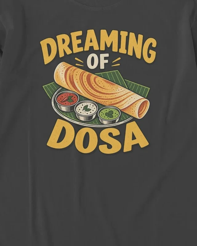 Dreaming of Dosa Long-Sleeve T-Shirt in Black — design detail