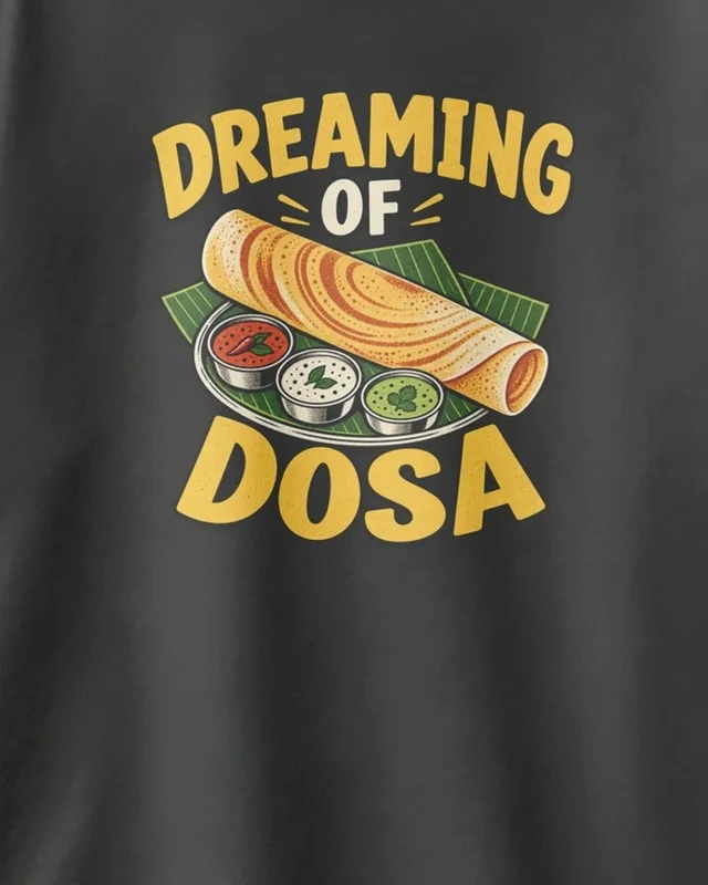 Dreaming of Dosa Oversized T-Shirt in Black — design detail