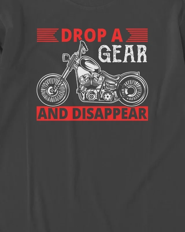 Drop a Gear and Disappear Long-Sleeve T-Shirt in Black — design detail