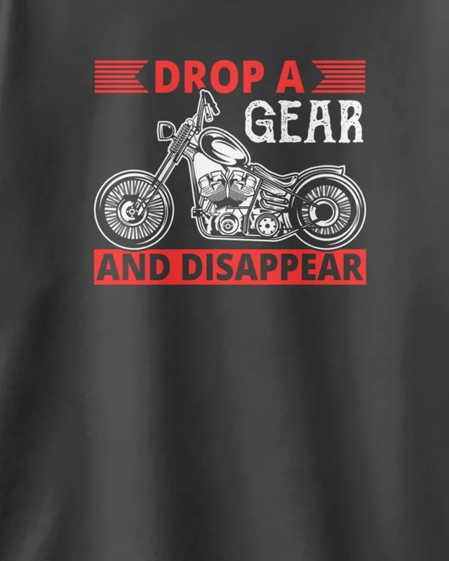 Drop a Gear and Disappear Oversized T-Shirt in Black — design detail