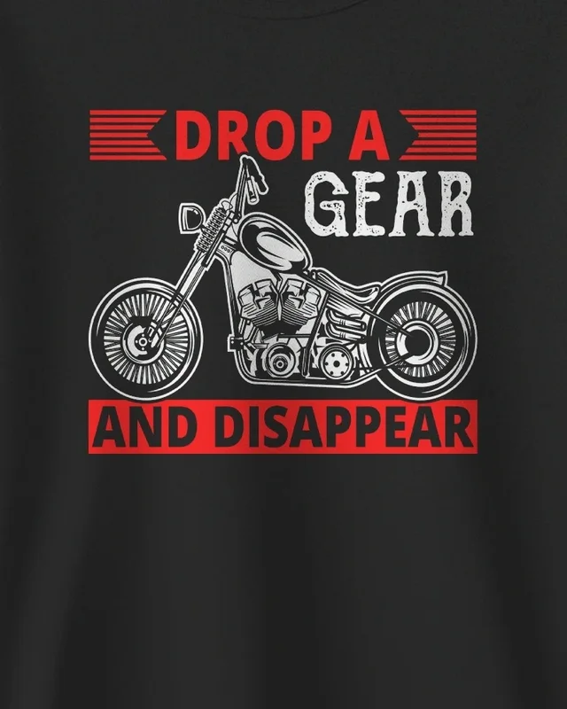 Drop a Gear and Disappear Sweatshirt in Black — design detail